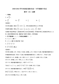 2020-2021学年河南省洛阳市高一下学期期中考试数学（文）试题（解析版）