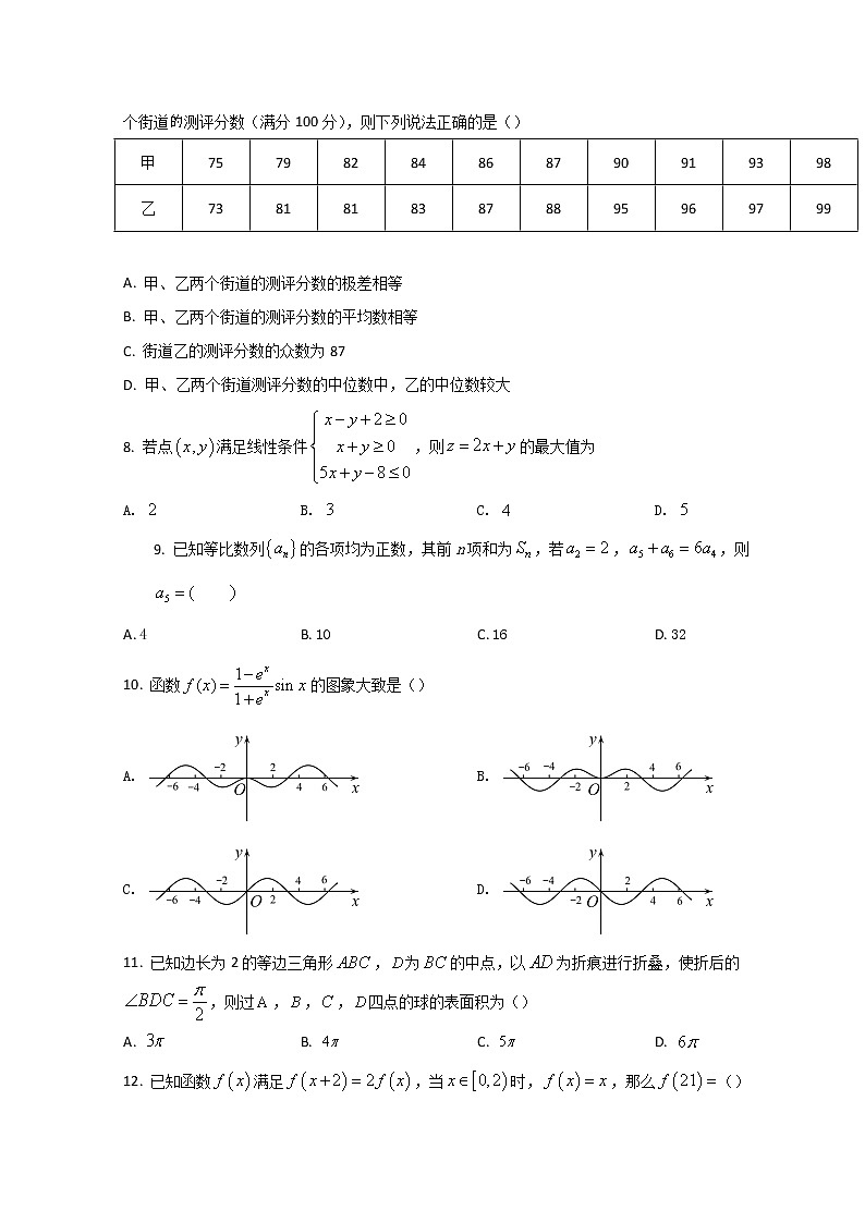 2022长春高三下学期线上质量监测（三）数学（文）含答案第2页