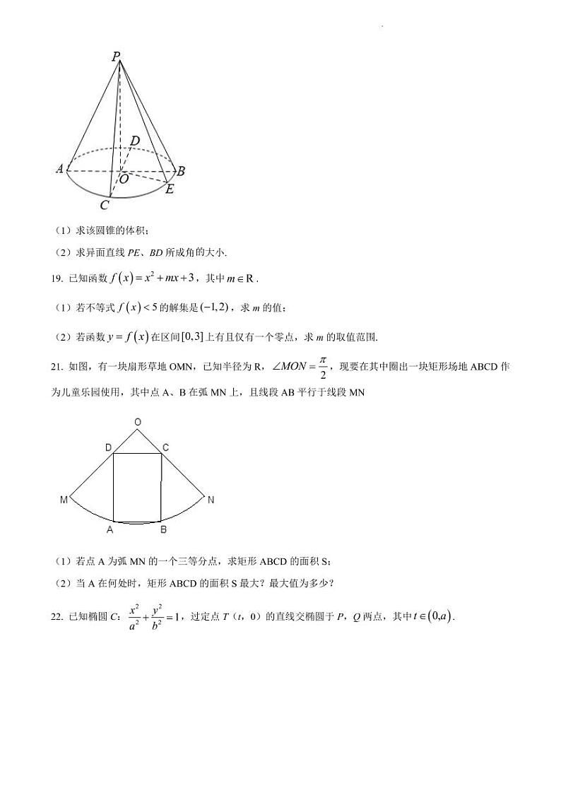 2022年上海杨浦区高三二模数学试卷及解析03