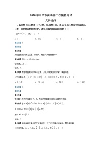 宁夏中卫市2020届高三下学期第二次模拟考试数学（文）试题 Word版含解析