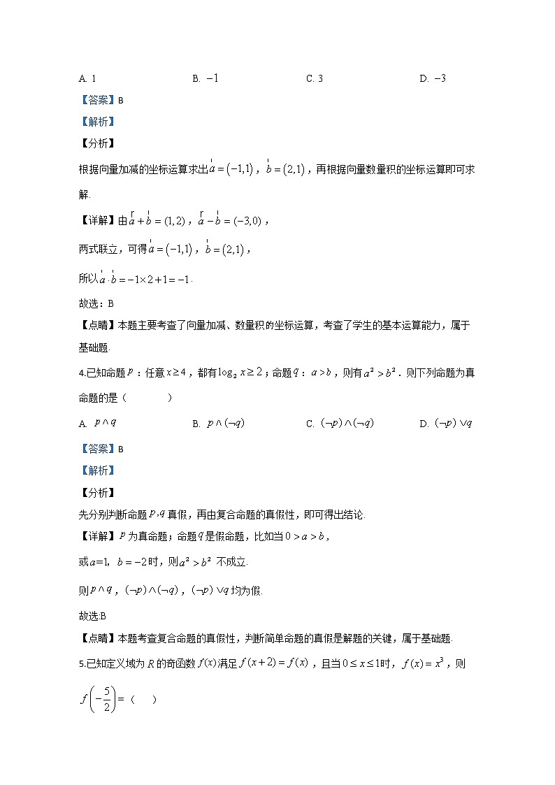 宁夏中卫市2020届高三下学期第二次模拟考试数学（文）试题 Word版含解析02