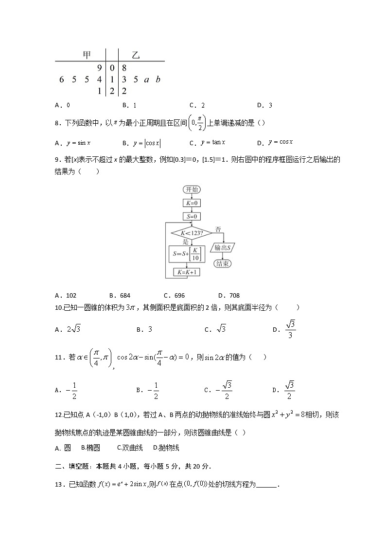 2022宝鸡高三下学期三模考试数学（文）试题无答案02