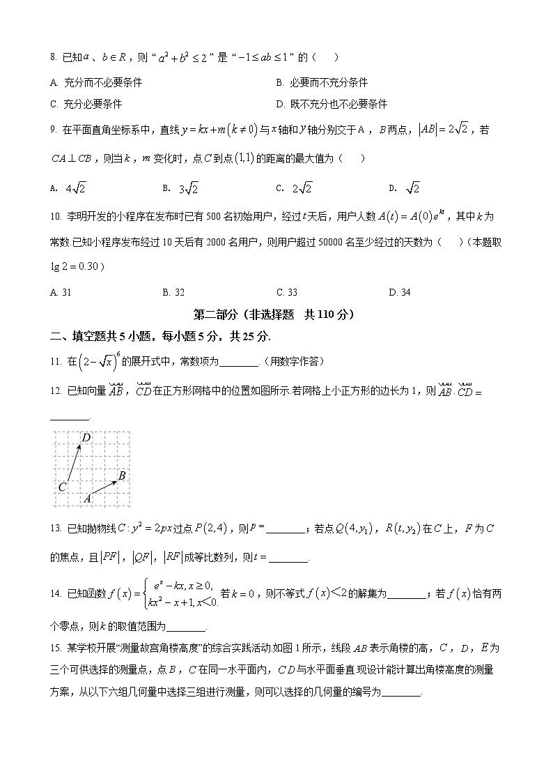 北京东城区2022届高三一模数学试题 （含解析）第2页