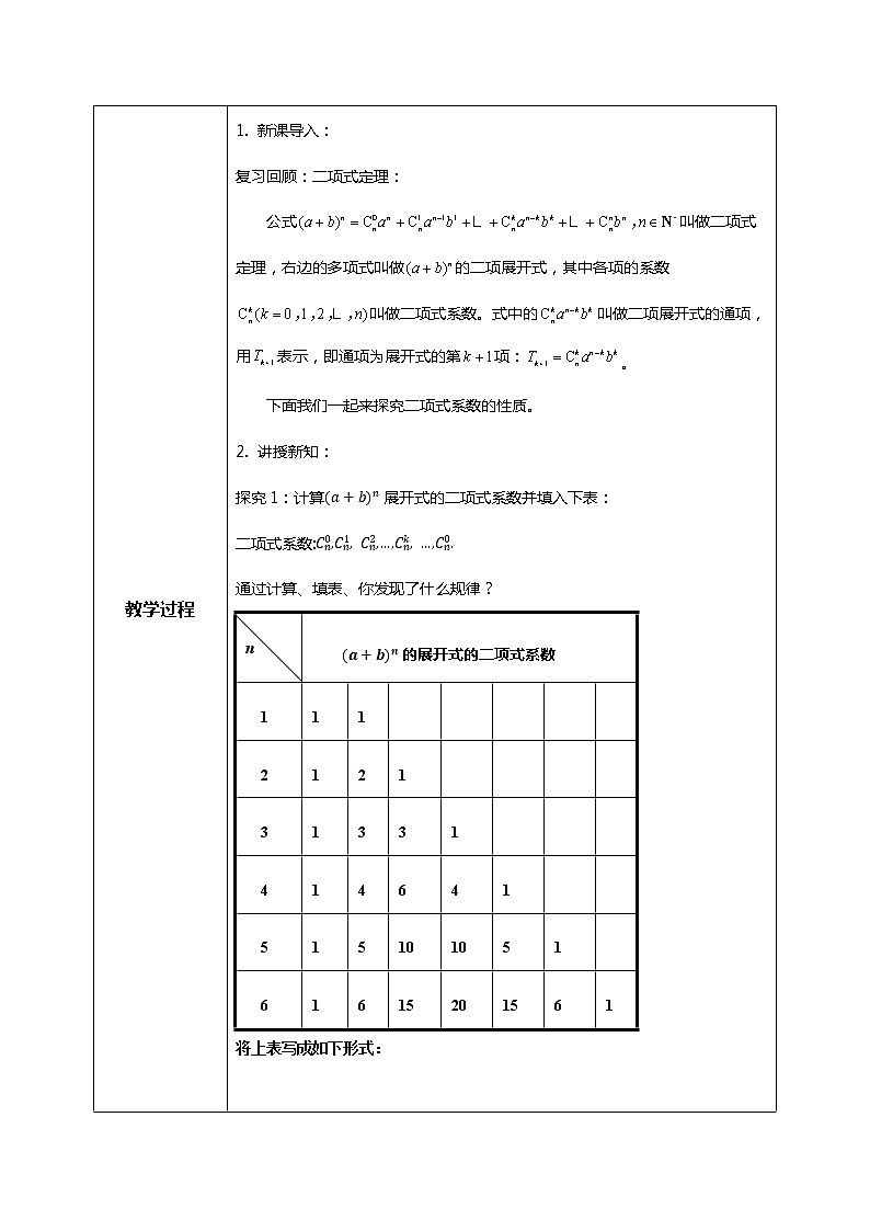6.3.2二项式系数的性质 课件+教学设计02
