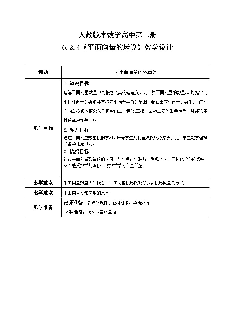 6.2.4（1）平面向量的运算第1页
