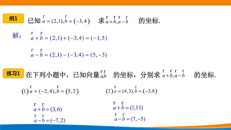 6.3.3平面向量加、减运算的坐标表示 课件第5页