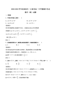 2020-2021学年河南省天一大联考高一下学期期中考试数学（理）试题（解析版）