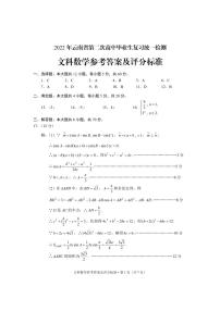 2022届云南省高三下学期4月第二次高中毕业生复习统一检测（二模）数学（文）试题 +答案
