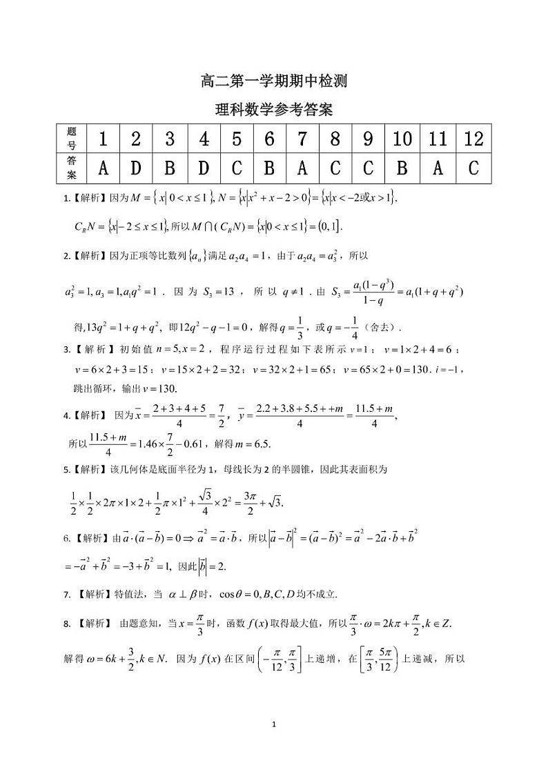 安徽名校2020-2021学年高二上学期期中联考数学（理）试题（可编辑） PDF版含答案01