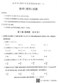 2019届陕西省咸阳市高三模拟检测（一）数学（理）试题 PDF版