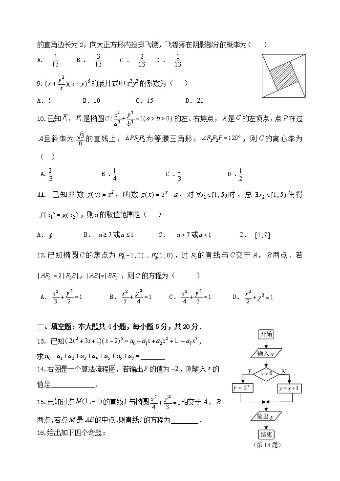 广西贵港高级中学2020-2021学年高二上学期期中教学质量监测理科数学试题 Word版含答案02
