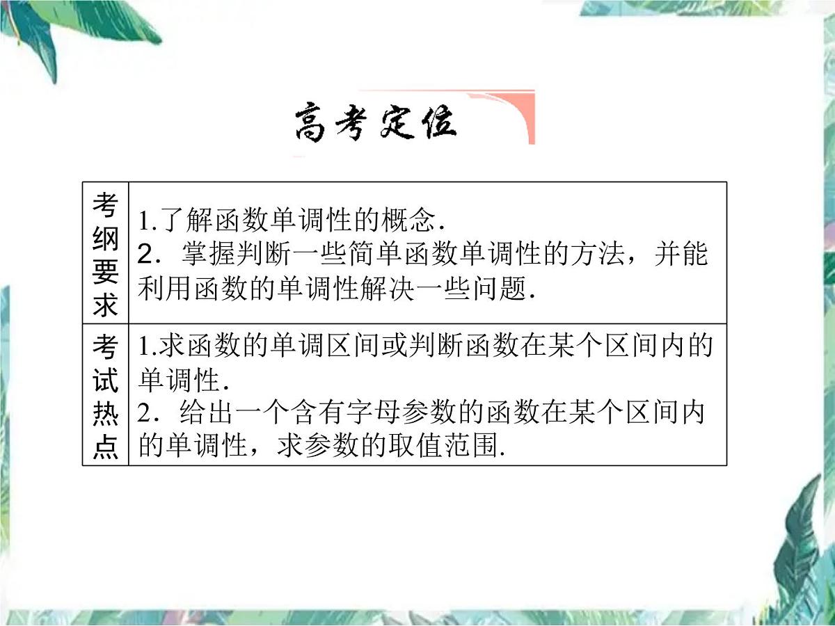 高中数学专题复习 必修1   函数单调性一轮复习优质课件第2页