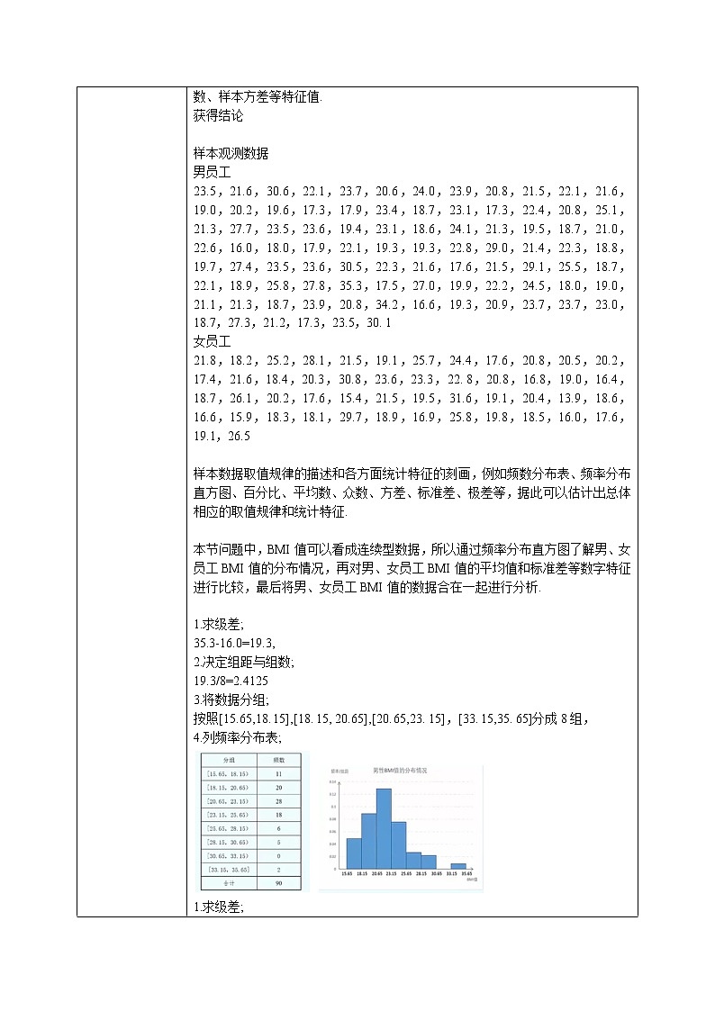 人教A版 (2019)  必修 第二册9.3.1《统计案例，公司员工的肥胖情况调查分析》课件+教案02