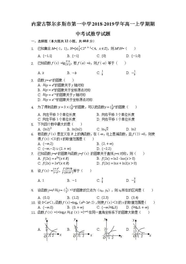 内蒙古学年鄂尔多斯市第一中学高一上学期期中考试数学试题第1页