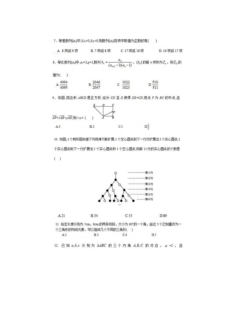 2021届内蒙古师范大学附属中学高一下学期数学期中试题第2页