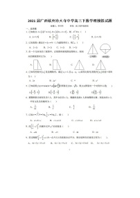 2021广西钦州市大寺中学高三下数学理模拟试题