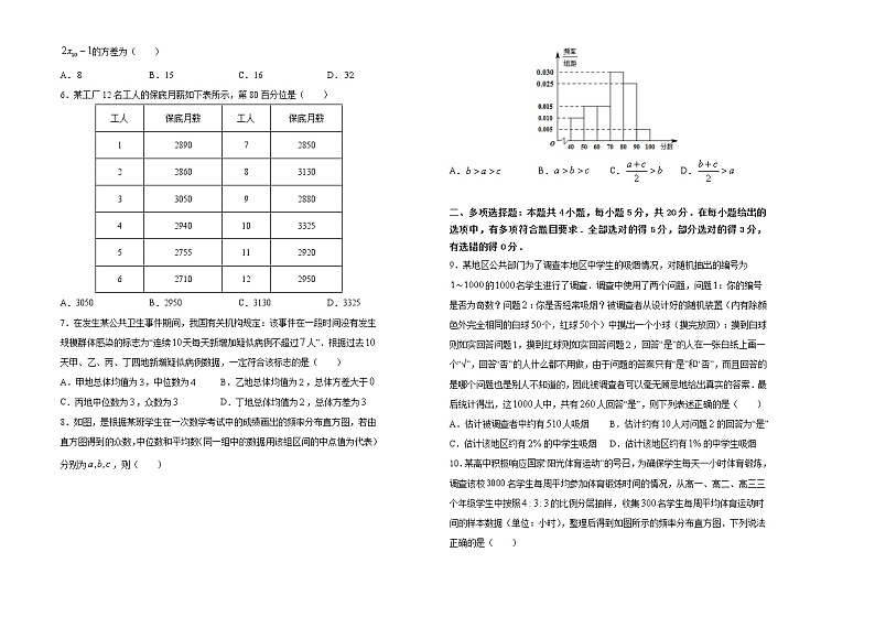 2021人教A版第二册高一数学第九章统计同步训练试题第2页