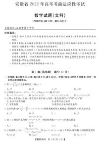 2022安徽高考考前适应性考试丨”合肥三模“ 数学（文）试卷及答案