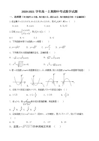 四川省冕宁中学校2020-2021学年高一上学期期中考试数学试题(Word无答案)