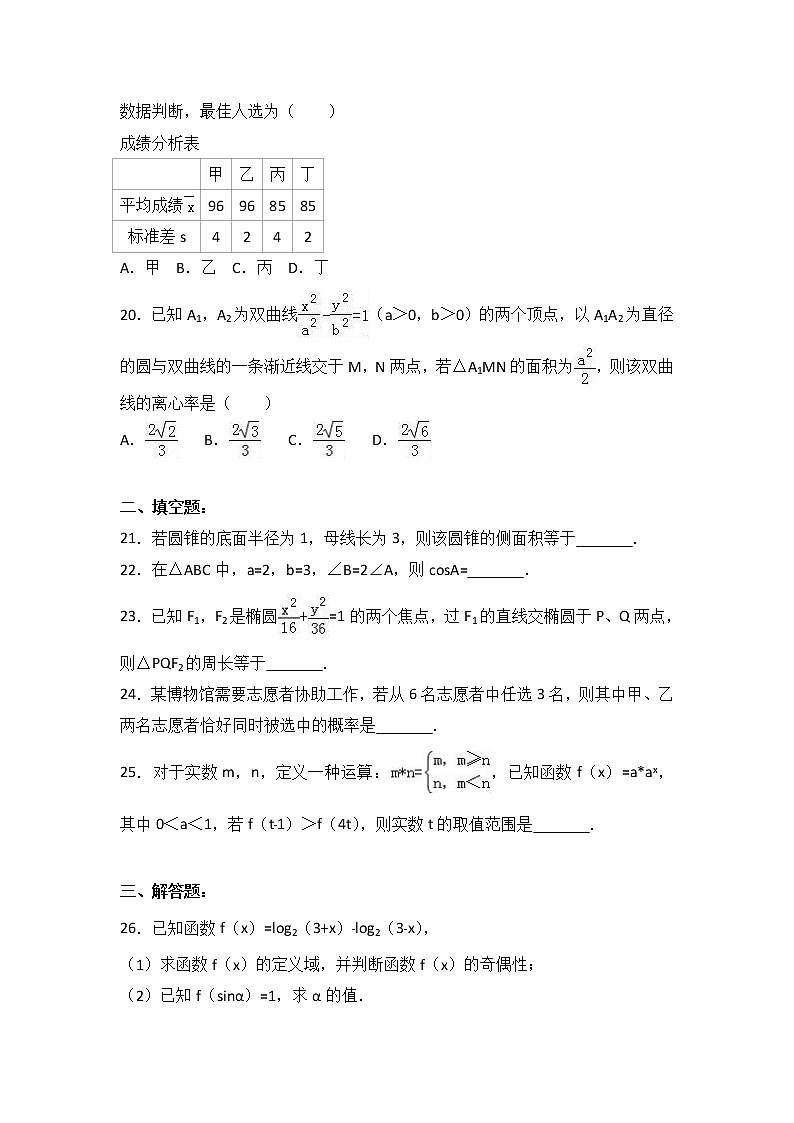 2017年山东省春季高考数学试卷（解析版）第3页
