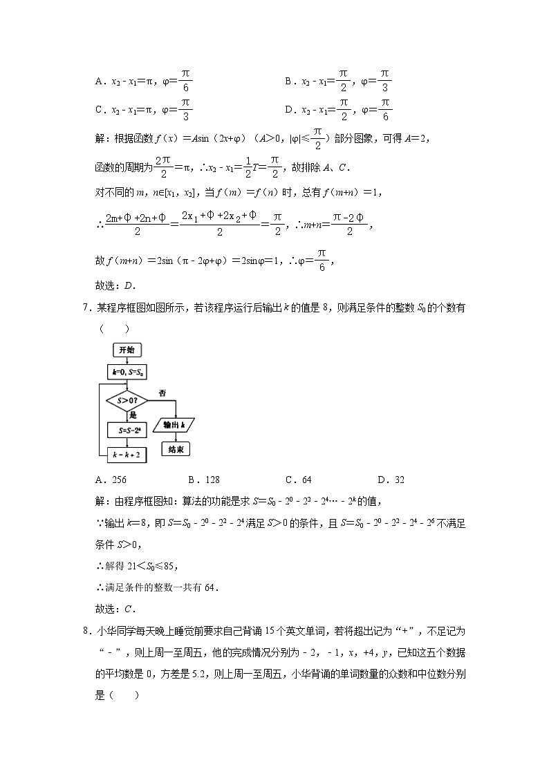 2021年安徽省淮南市高三第二次模拟考试文科数学卷及答案03