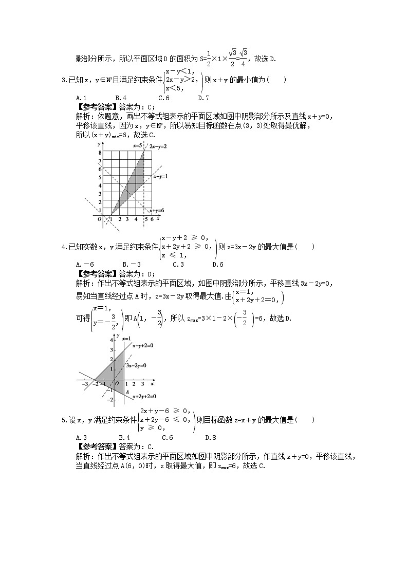 高考数学考前冲刺专题《简单行性规划》夯基练习（教师版）第2页