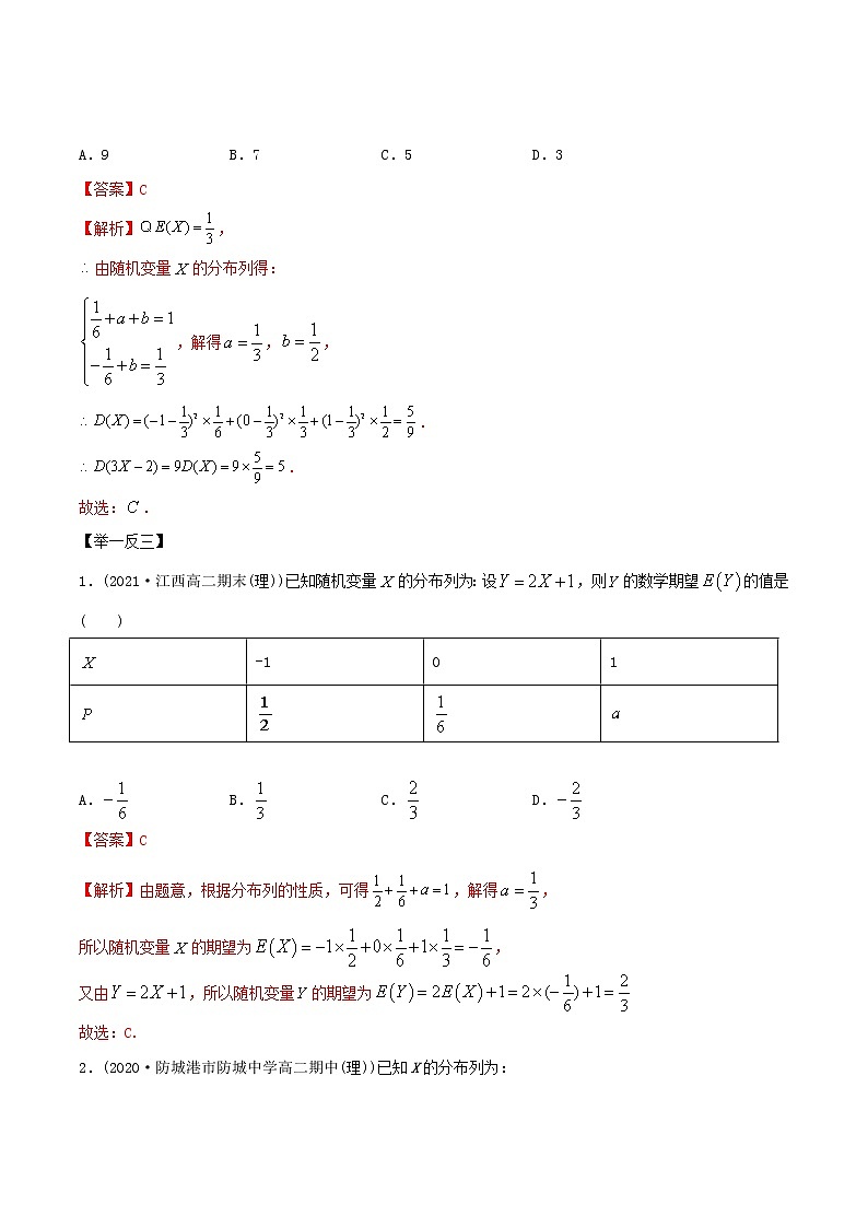7.3 离散型随机变量的数字特征（精讲）-2022版高中数学新同步精讲讲练（选择性必修第三册）（教师版含解析）03
