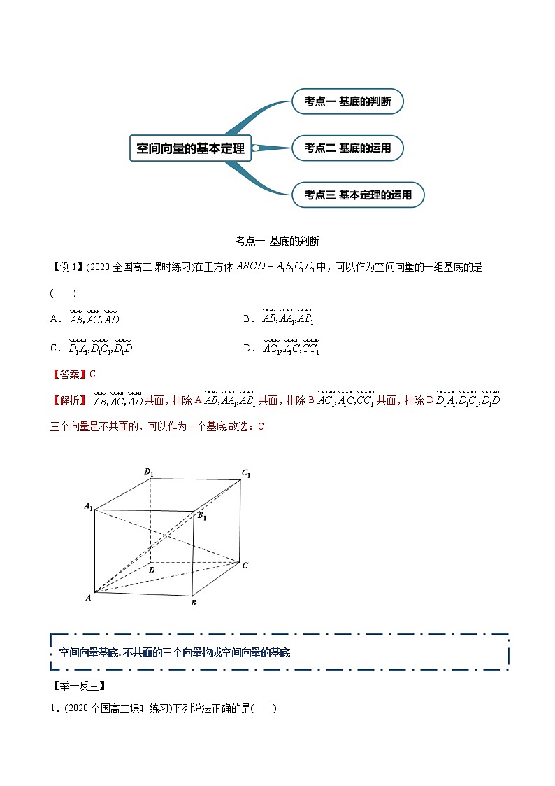 1.2 空间向量的基本定理（精讲）-2022版高中数学新同步精讲讲练（选择性必修第一册）（教师版含解析）02