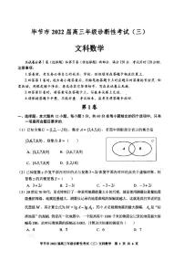 2022年贵州省毕节市高三第三次模拟考试文科数学卷及答案