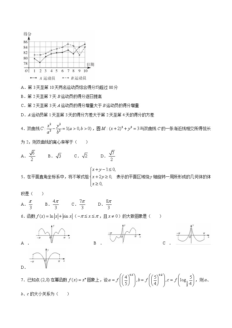 2021届山西省阳泉市高三第三次模拟考试理科数学卷及答案（文字版）02
