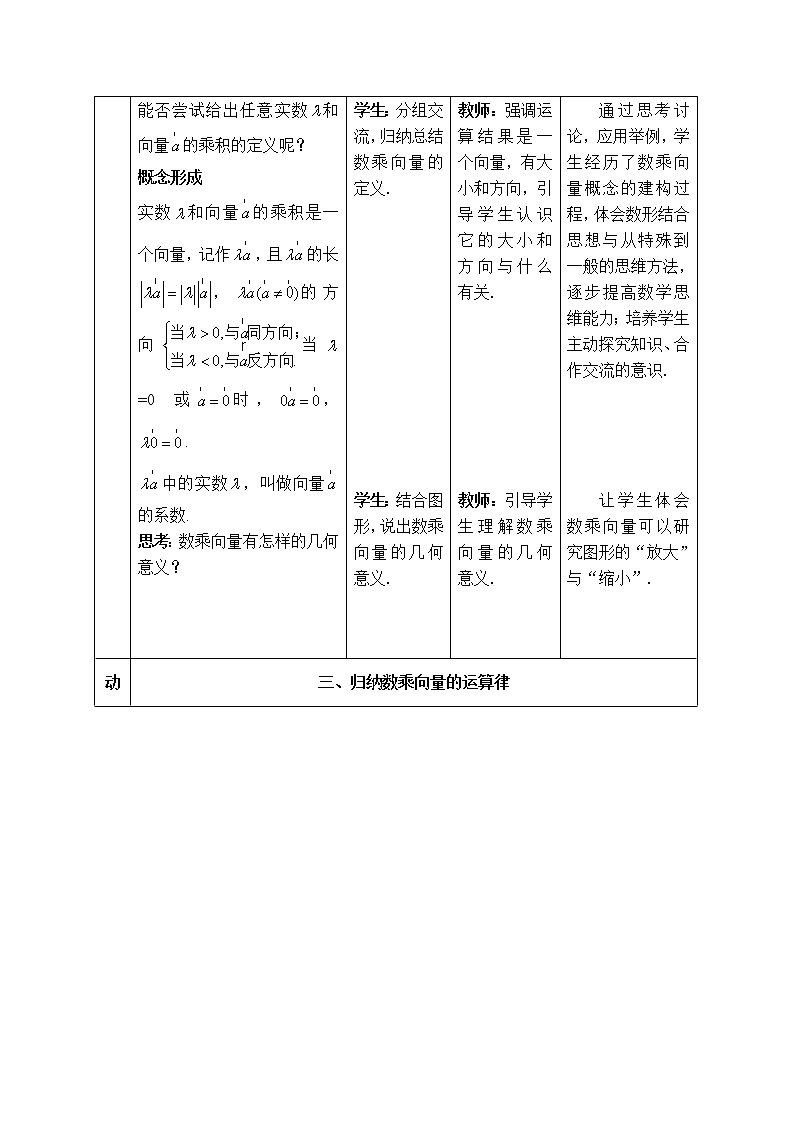 人教版（B版2019课标）高中数学必修二6.1.4数乘向量  教案03