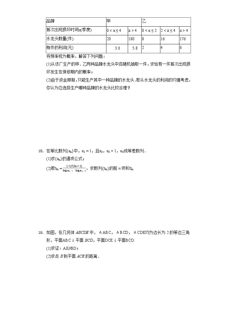 2022年山西省晋城市高考数学二模试卷（文科）（含答案解析）第3页