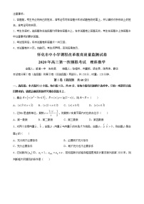 2020年湖南省怀化市高三第一次模拟考试理科数学卷（无答案）