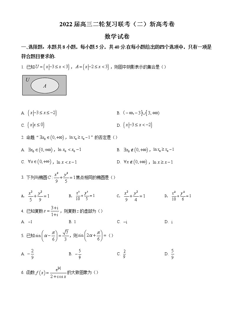2022山东省高三下学期二轮复习联考（二）数学含答案第1页