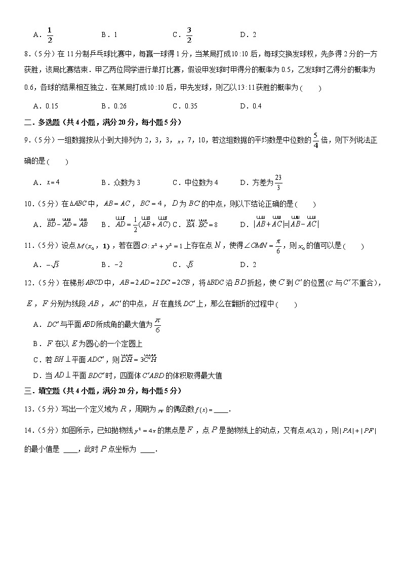 2022届江苏地区高考数学模拟试卷（一）（含答案）第2页