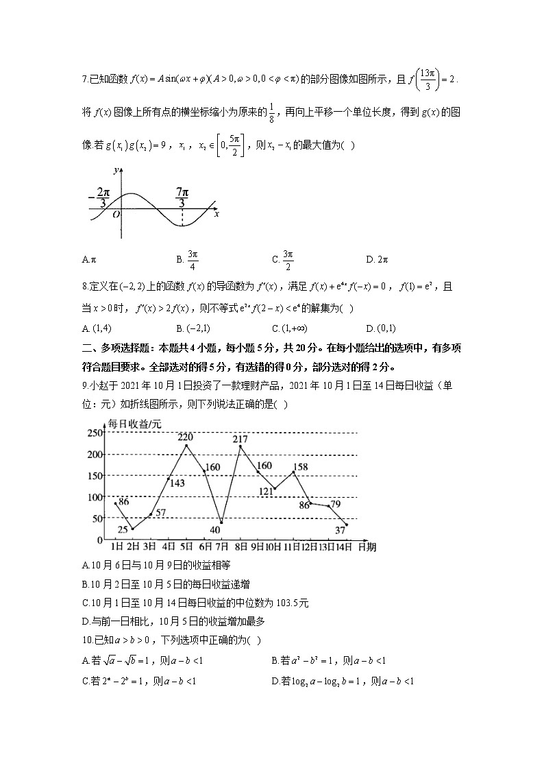 2022届新高考数学考前冲刺卷 新高考Ⅰ卷02