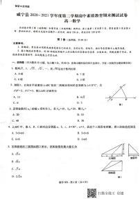 2021贵州省威宁县高一下学期期末考试数学试题扫描版含答案
