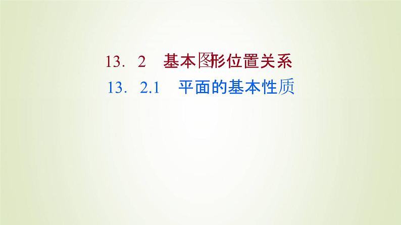 苏教版高中数学必修第二册第13章立体几何初步2.1平面的基本性质课件01