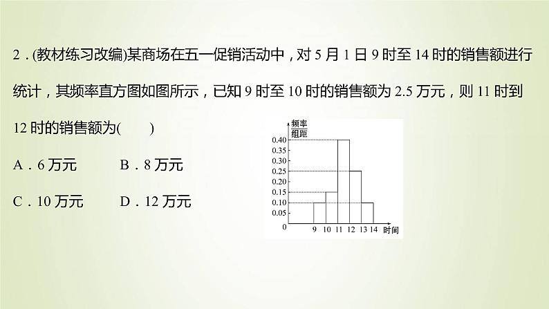 苏教版高中数学必修第二册第14章统计4.3用频率直方图估计总体分布课件第5页