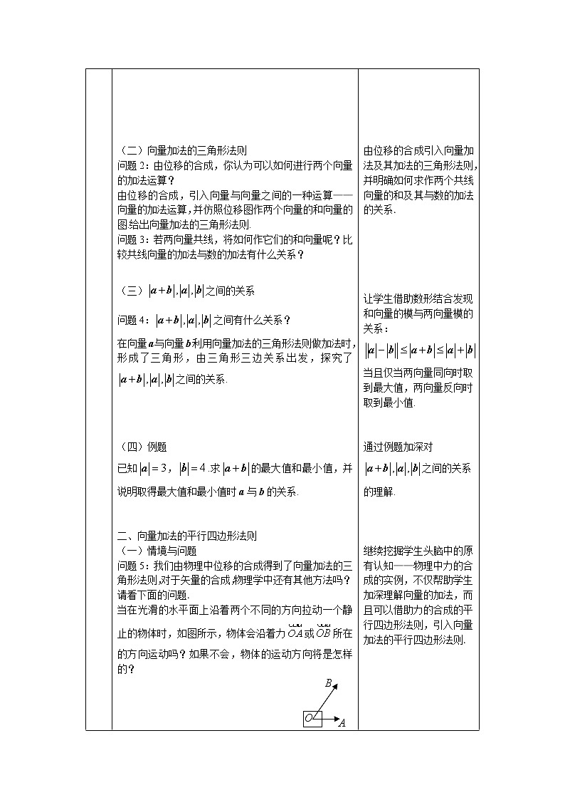 高一数学必修第二册（人教A版）平面向量的加法运算  教案02