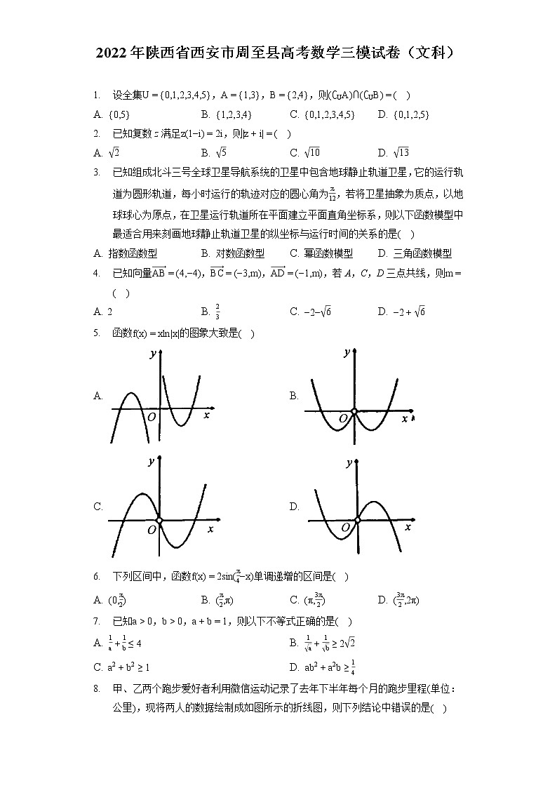2022年陕西省西安市周至县高考数学三模试卷（文科）01