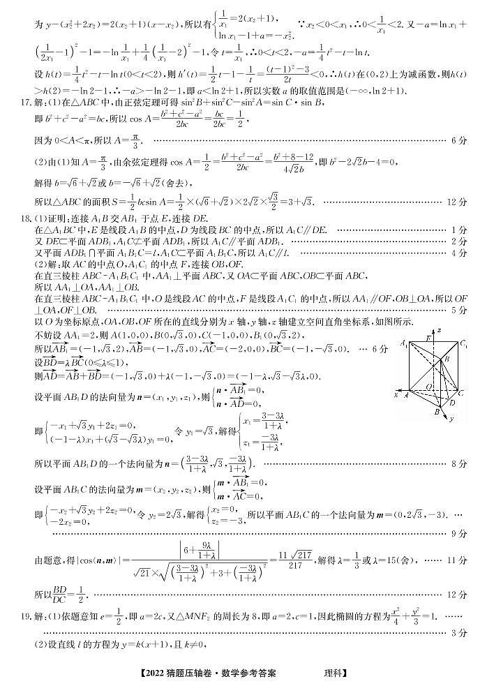 2022河南省高三下学期最后一卷猜题压轴卷理科数学PDF版含答案02