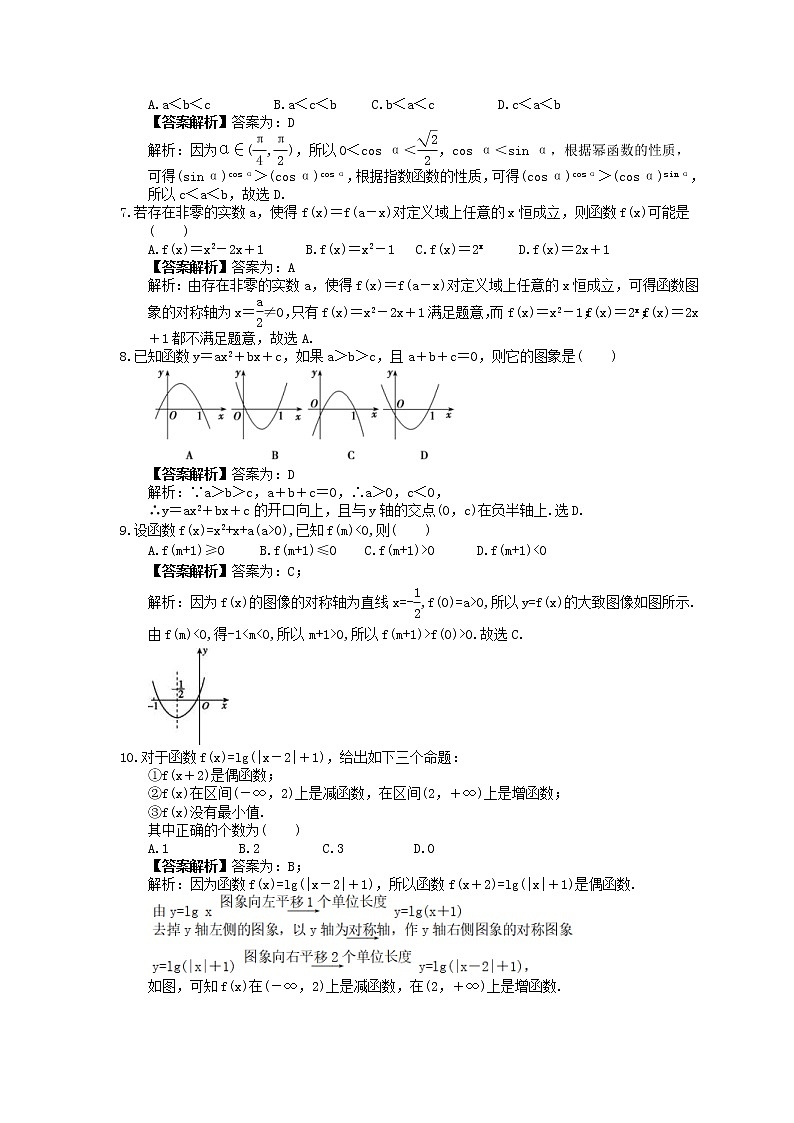 2023年高考数学(文数)一轮复习创新思维课时练2.6《幂函数、二次函数》(教师版) 第2页