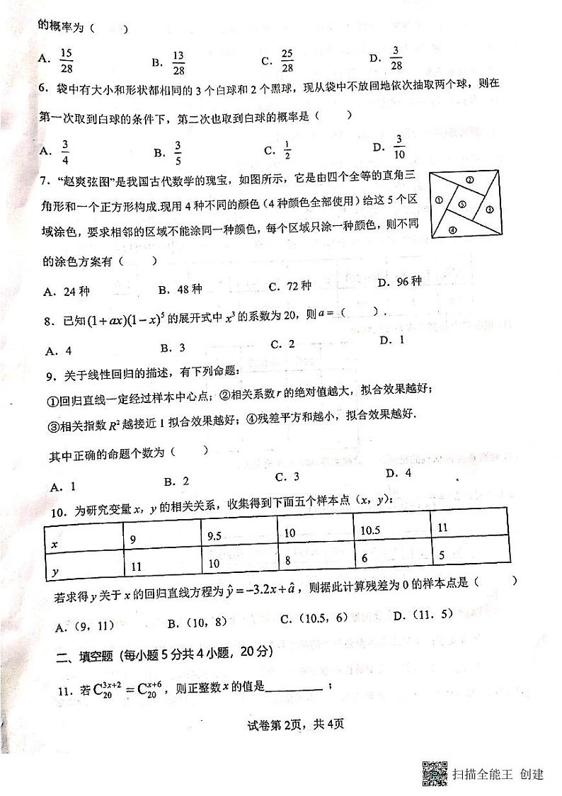 甘肃省天水市一中2021-2022学年高二下学期第一阶段考试数学（理）试题 扫描版含答案02