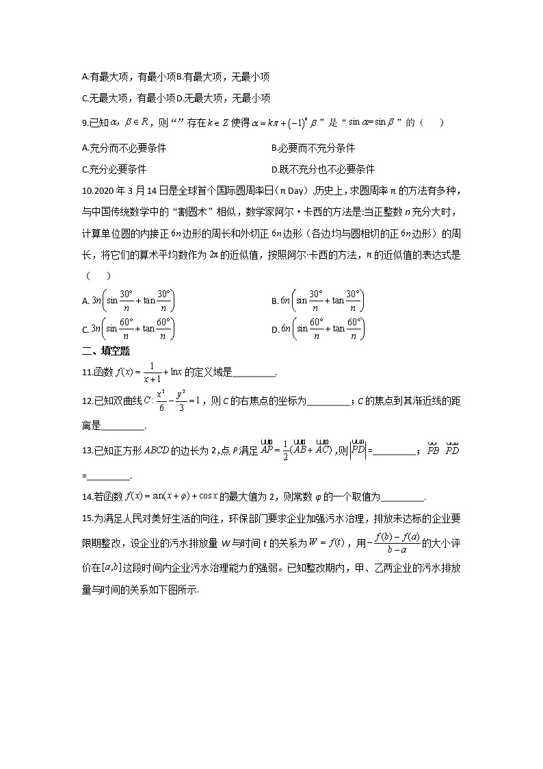 2020年全国普通高等学校招生统一考试数学试卷 北京卷 （含答案）第2页
