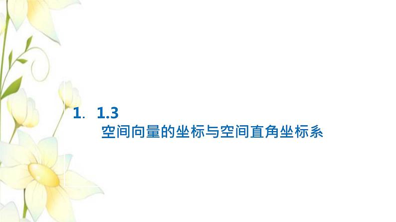 新人教B版高中数学选择性必修第一册第一章空间向量与立体几何1.3空间向量的坐标与空间直角坐标系课件01