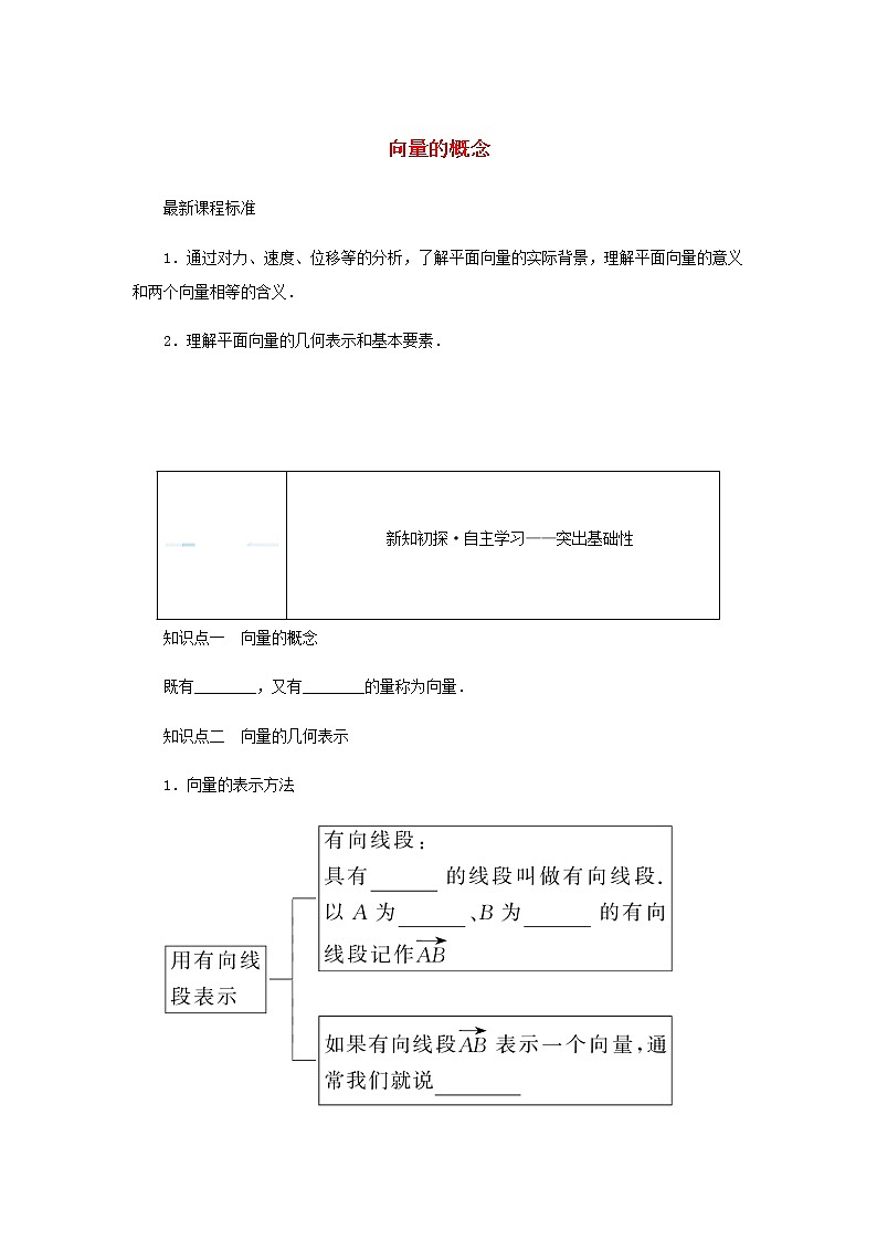 新人教B版高中数学必修第二册第六章平面向量初步1.1向量的概念学案01