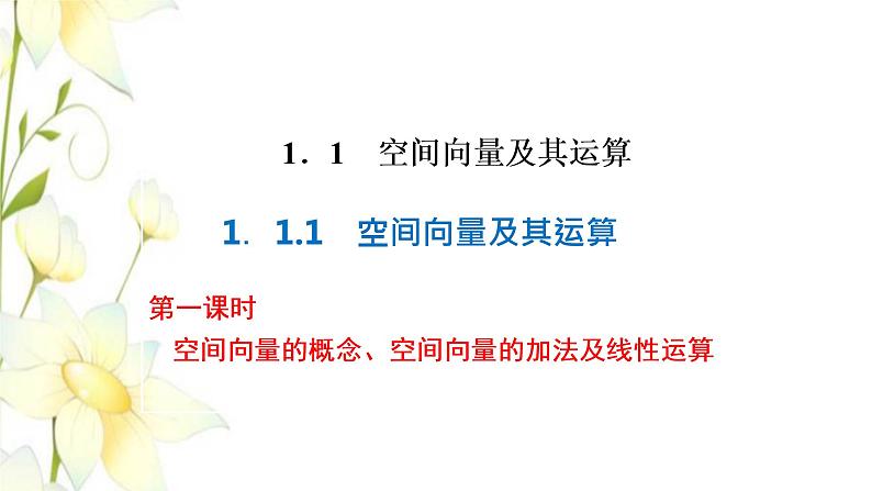 新人教B版高中数学选择性必修第一册第一章空间向量与立体几何1.1第一课时空间向量的概念空间向量的加法及线性运算课件02