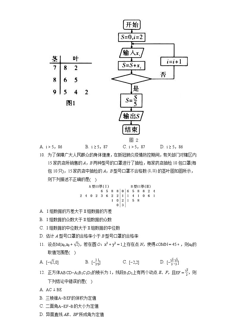 2021-2022学年河南省八所名校高二（下）联考数学试卷（文科）（四）02