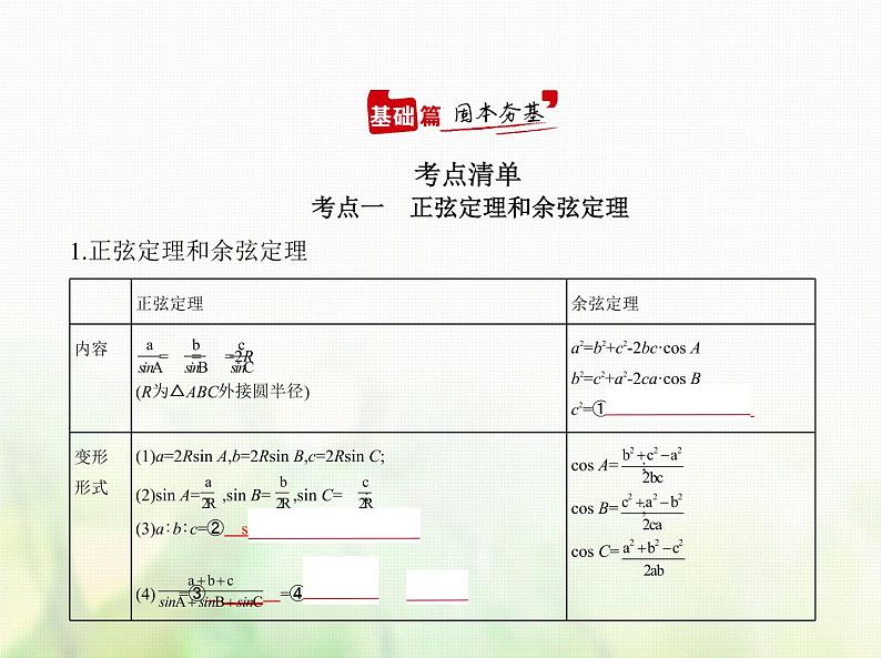 新人教A版高考数学二轮复习专题五三角函数与解三角形4解三角形及其综合应用综合篇课件第1页